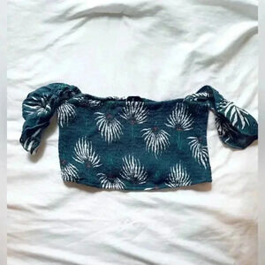 Lulus Blue Floral Cropped Bandeau Top